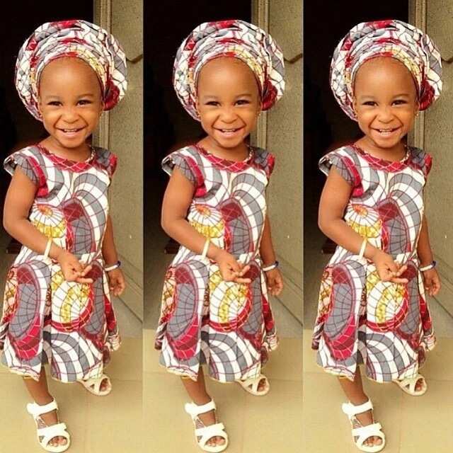 Ankara dress with wings and folds for baby girl