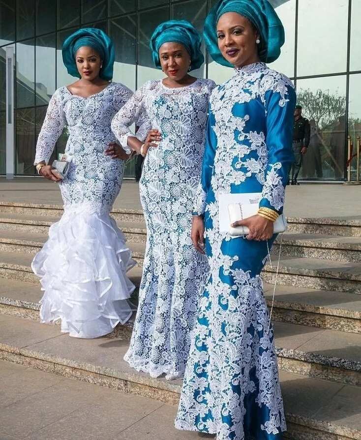 Aso Ebi styles with cord lace in Nigeria