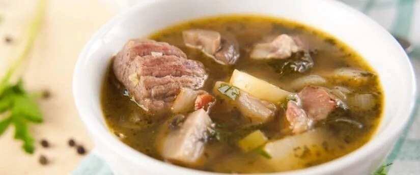 Yam pepper soup with goat meat
