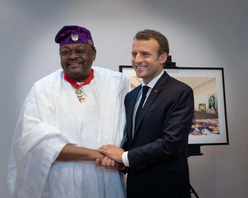 Mike Adenuga with Emmanuel Macron, the President of France