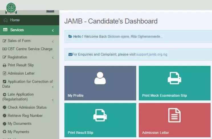 JAMB's candidate dashboard for 2017 is far easier to use than previous years