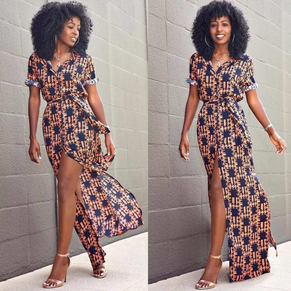 Ankara maxi dress-shirt