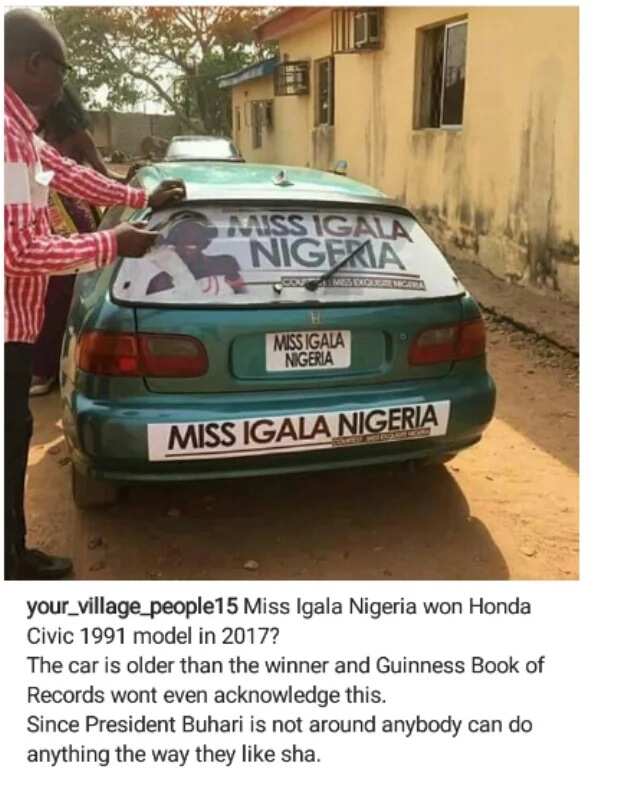 After winning a beauty pageant, lady get a car 4 years older than her (Photos) After winning a beauty pageant, lady get a car 4 years older than her (Photos)