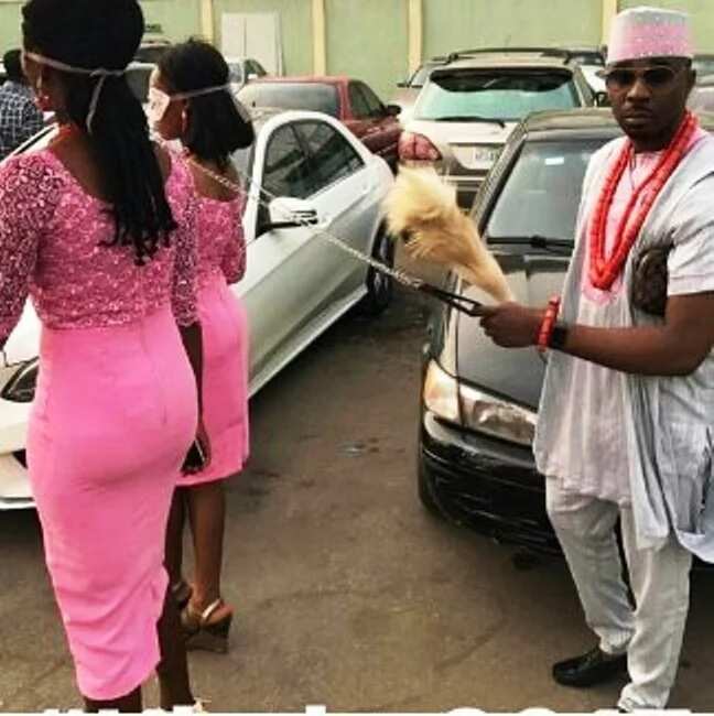 Lagos big boy steps out to another function with his two chained ladies