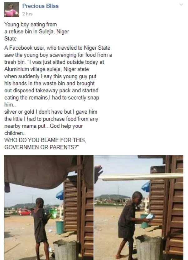 Young boy spotted scavenging for food from a refuse dump (photos)