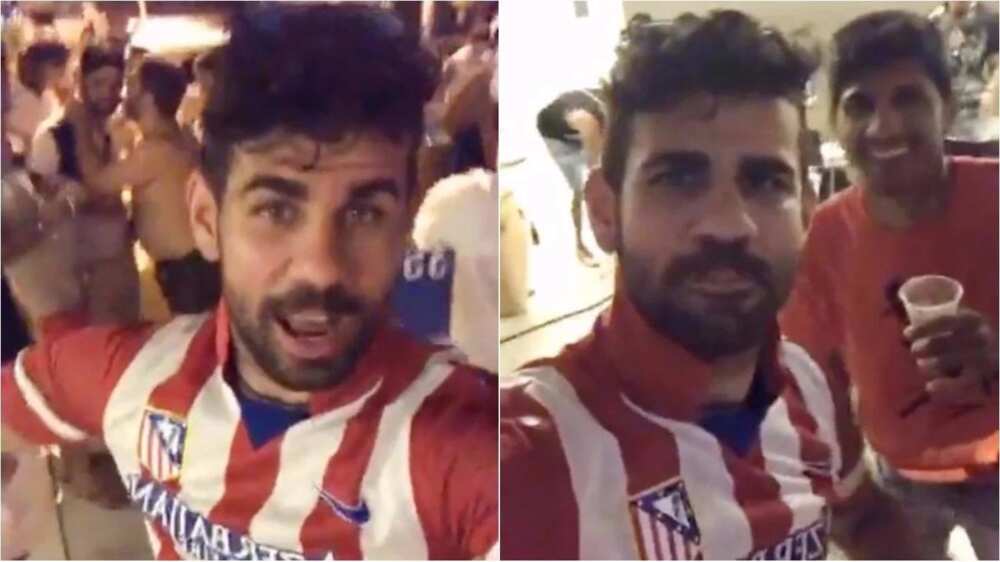 Chelsea's Diego Costa parties in Atletico Madrid jersey