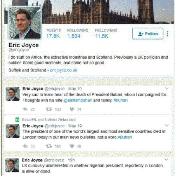 Ex-British lawmaker pronounces Buhari dead, Nigerians demand answers