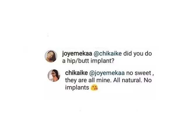 Chika Ike replies lady who asked if she had plastic surgery