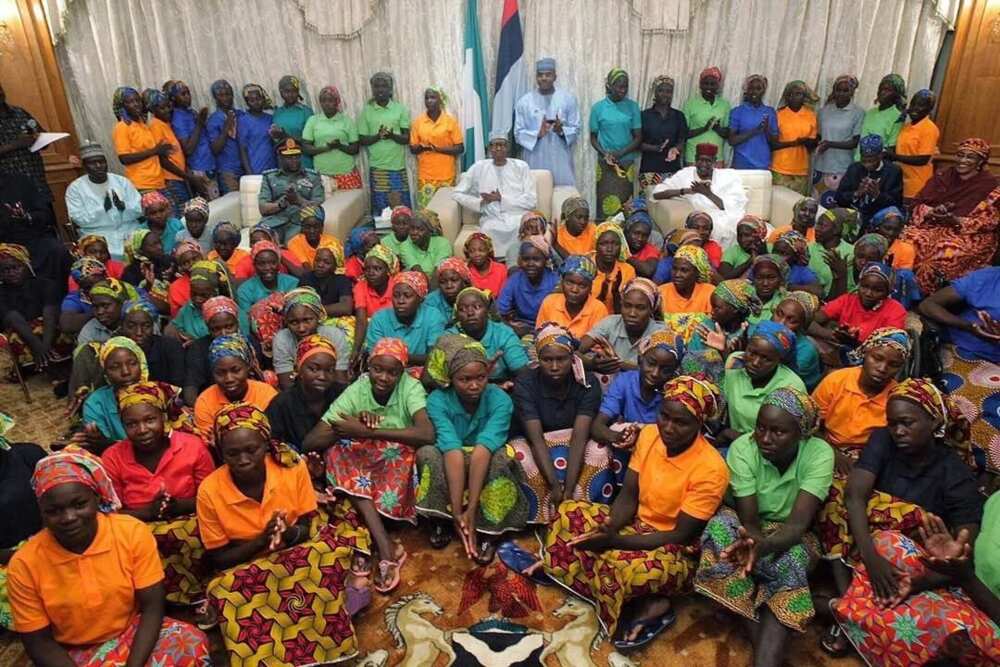 82 released Chibok girls meet Buhari behind closed doors