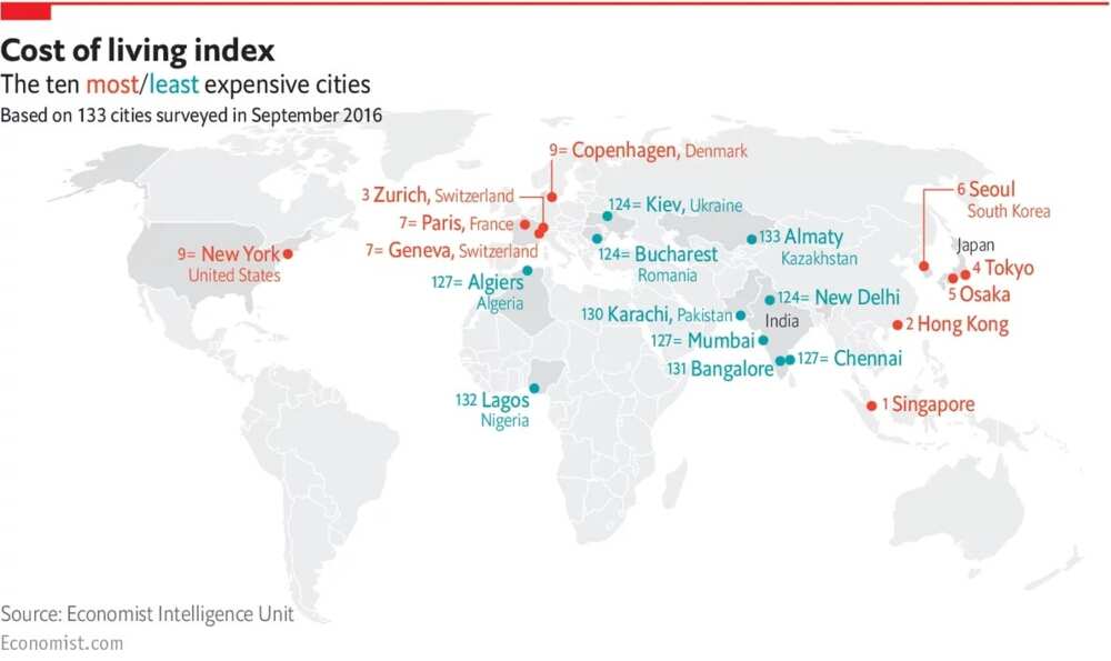 The world's most expensive and cheapest cities for 2017 (See where Lagos ranks)