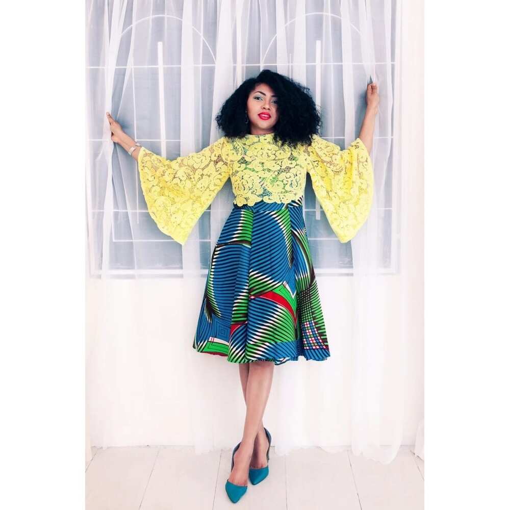 Ankara dress with yellow lace top