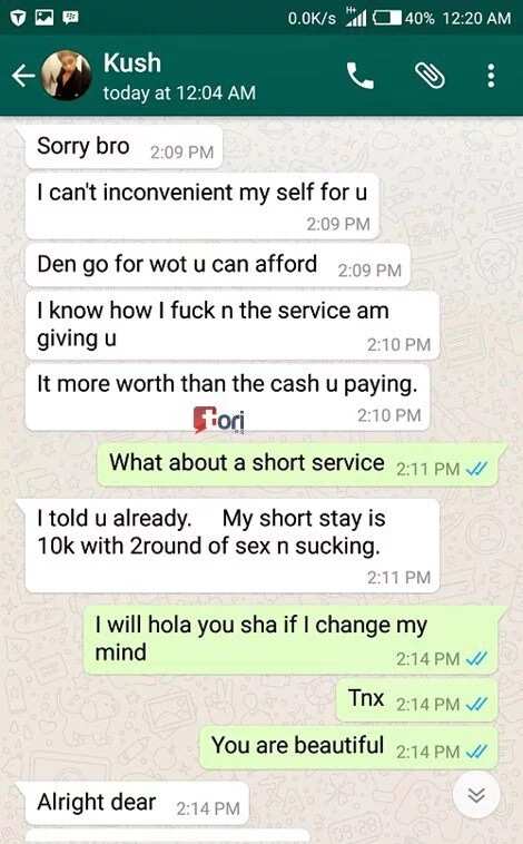 See this leaked conversation between a runs girl and a client