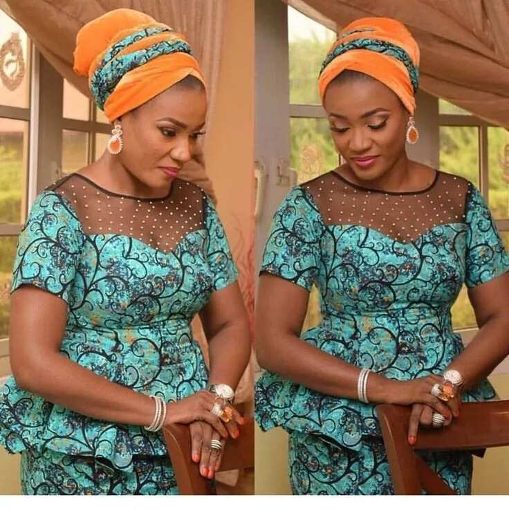 Ankara style with chiffon insert and beaded decor