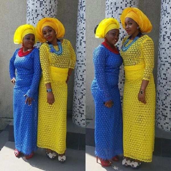 Yellow and blue Aso Ebi