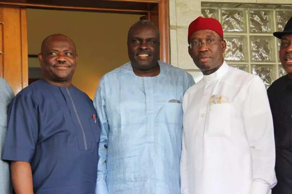 Wike, Ibori, Okowa, Tambuwal hold secret meeting in Asaba