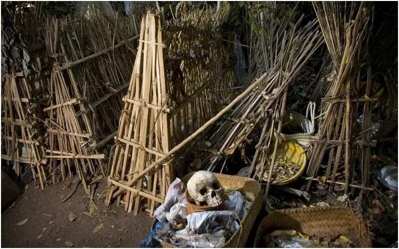 Village where dead members are dumped in bamboo cage and left to rot in bizarre ritual (photos, video)