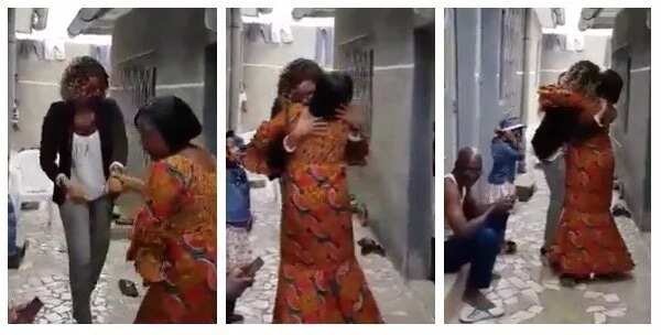 Touching! Lady returns home after 14 years in Italy, surprising her mother (video)