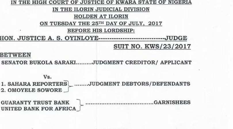 Illorin High Court freezes Sahara Reporters bank accounts