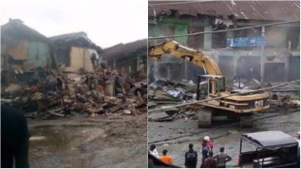 Stray bullet hit and kills young boy as Imo government begins the demolition of market (photos)
