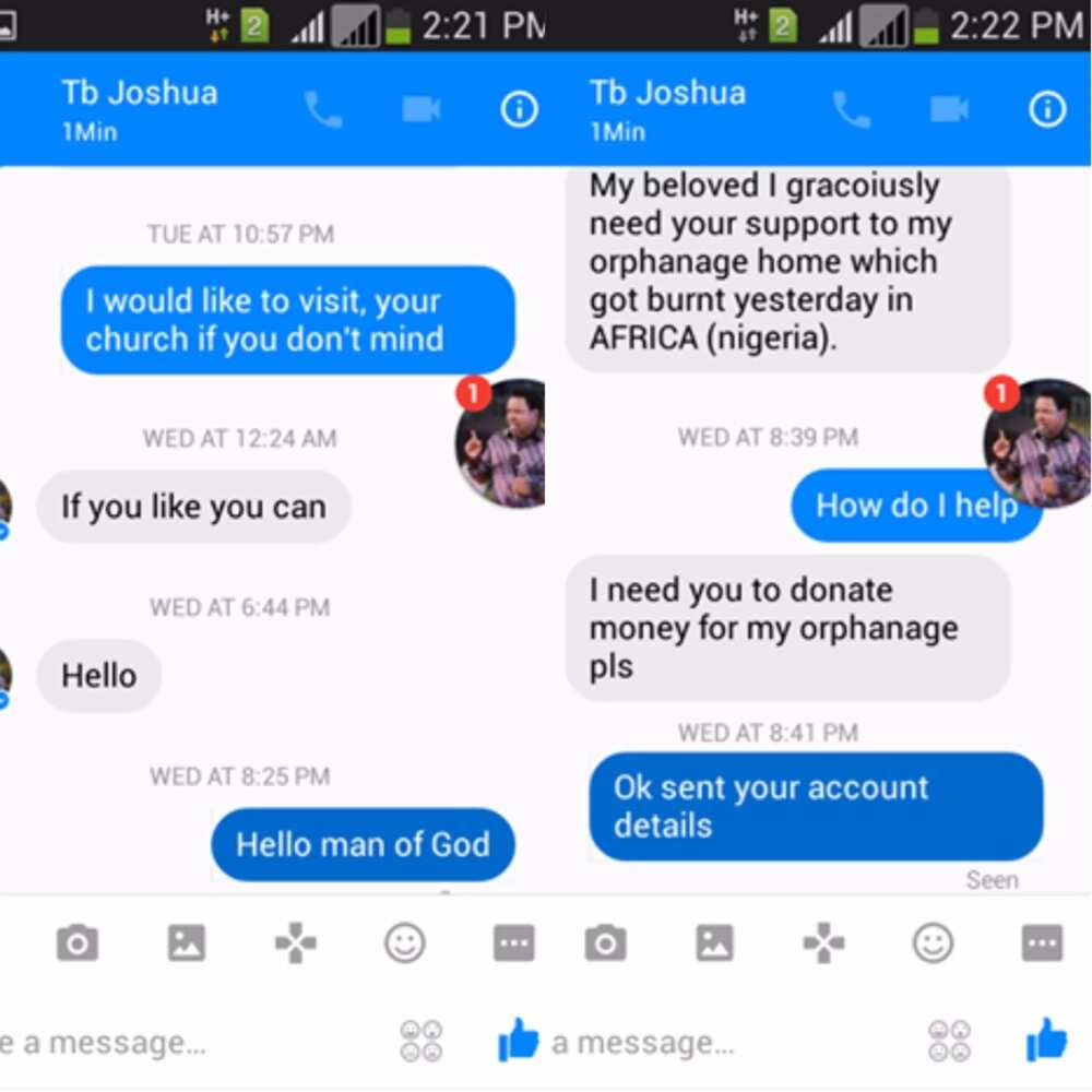 Nigerian man allegedly tries to scam man, claims to be TB Joshua Nigerian man allegedly tries to scam man, claims to be TB Joshua