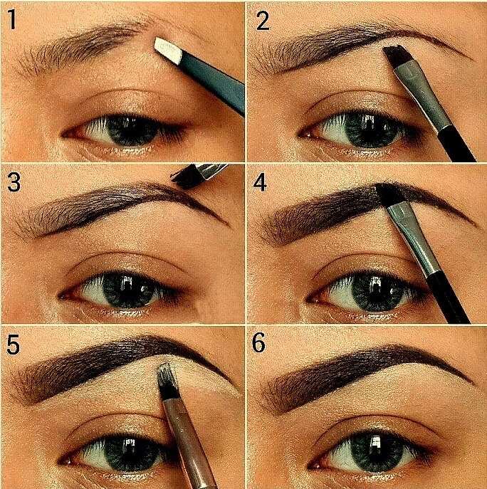 Step-by-step drawing of eyebrows