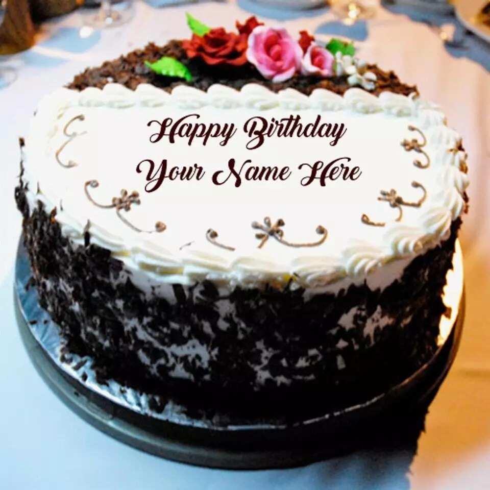 Birthday cake with cream decor