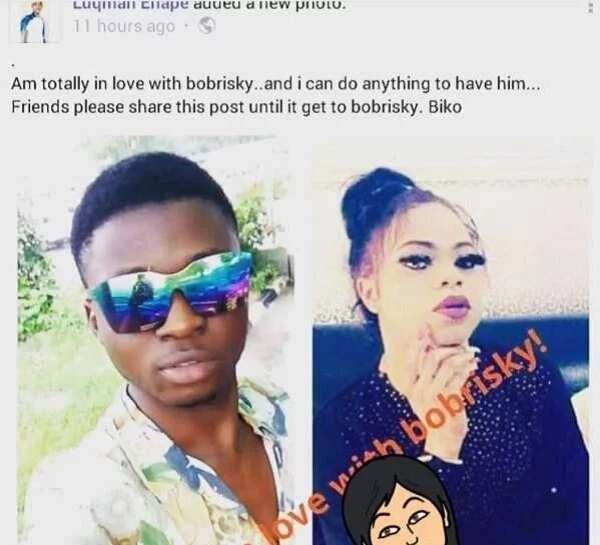 Nigerian man declares his love for Bobrisky