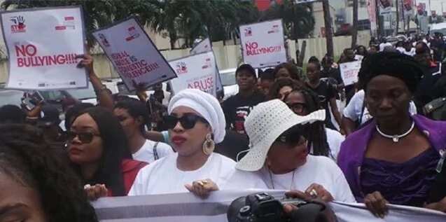 Tonto Dikeh, Mercy Aigbe and Ooni of Ife’s wife campaign against domestic violence (photos)