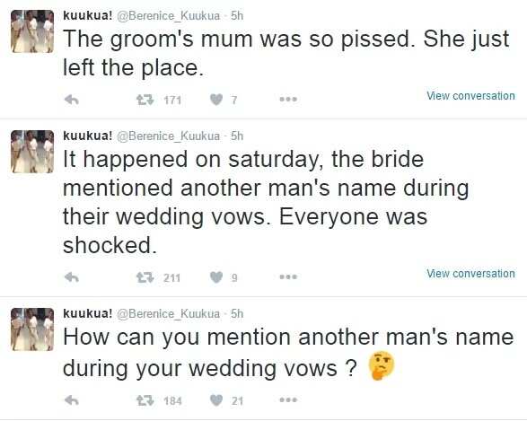 Bride called her ex's name while exchanging marital vows
