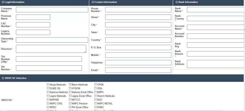 NNPC vendor application form