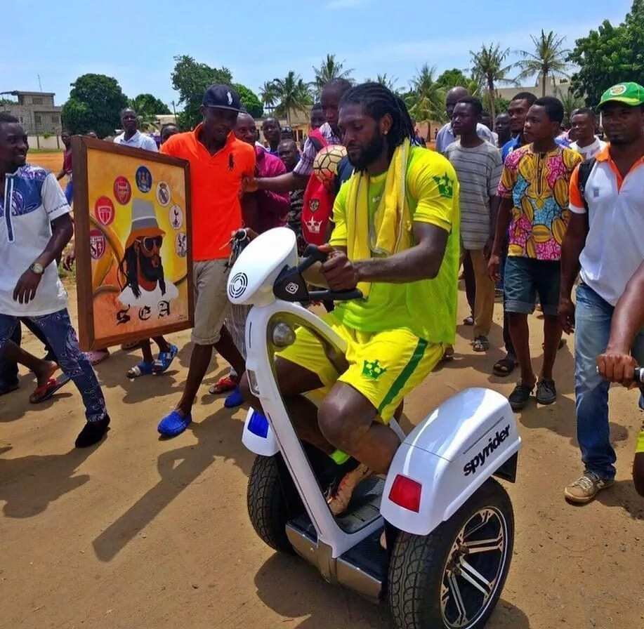 Adebayor shows off his new ride, a Can-Am Spyder