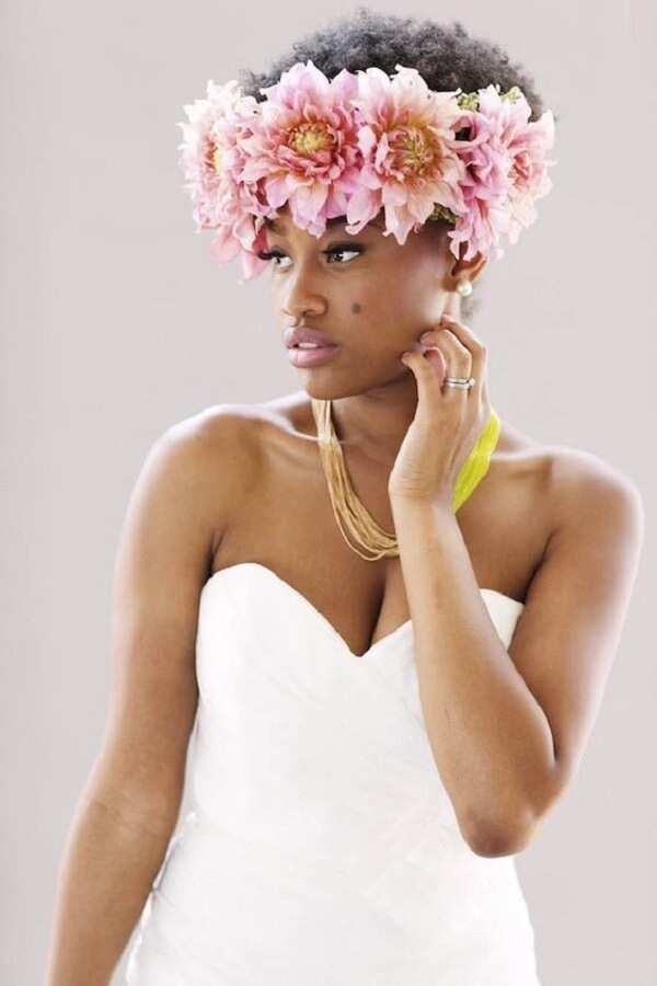 Wedding hairstyle with a wreath