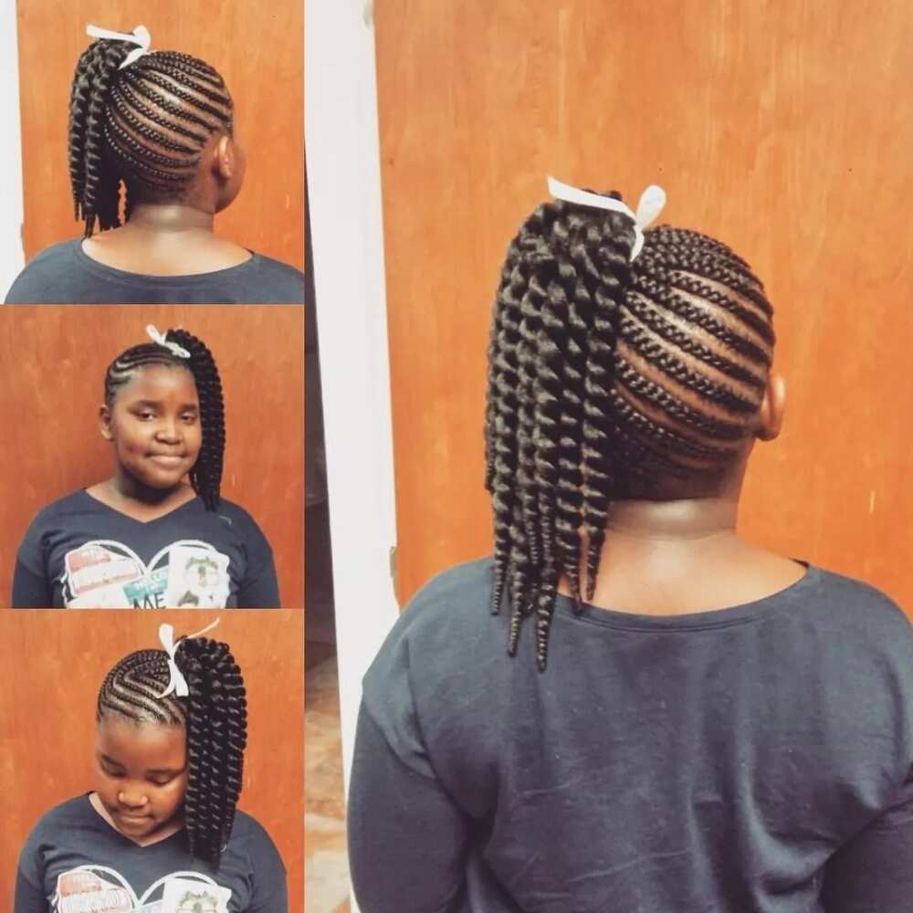 Box braids side ponytail