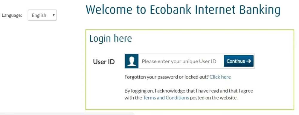 How to check Ecobank account balance online user ID