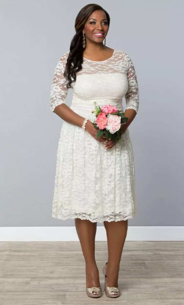 White French lace plus size gown