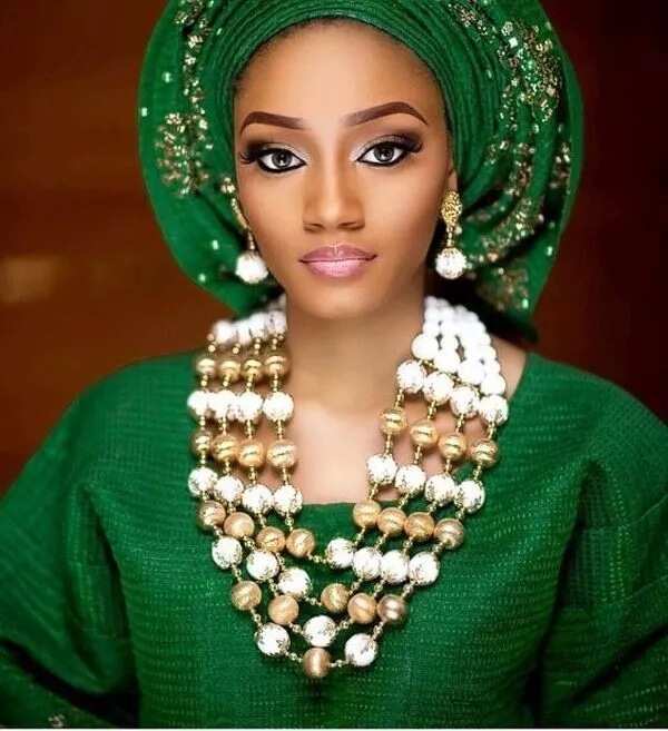 Bead designs for traditional wedding in Nigeria golden and white silver