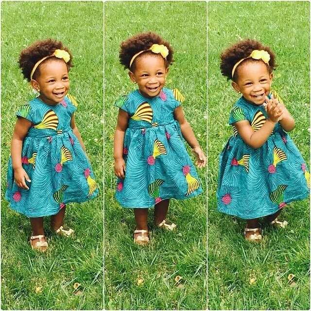 Ankara turquoise gown for baby girl