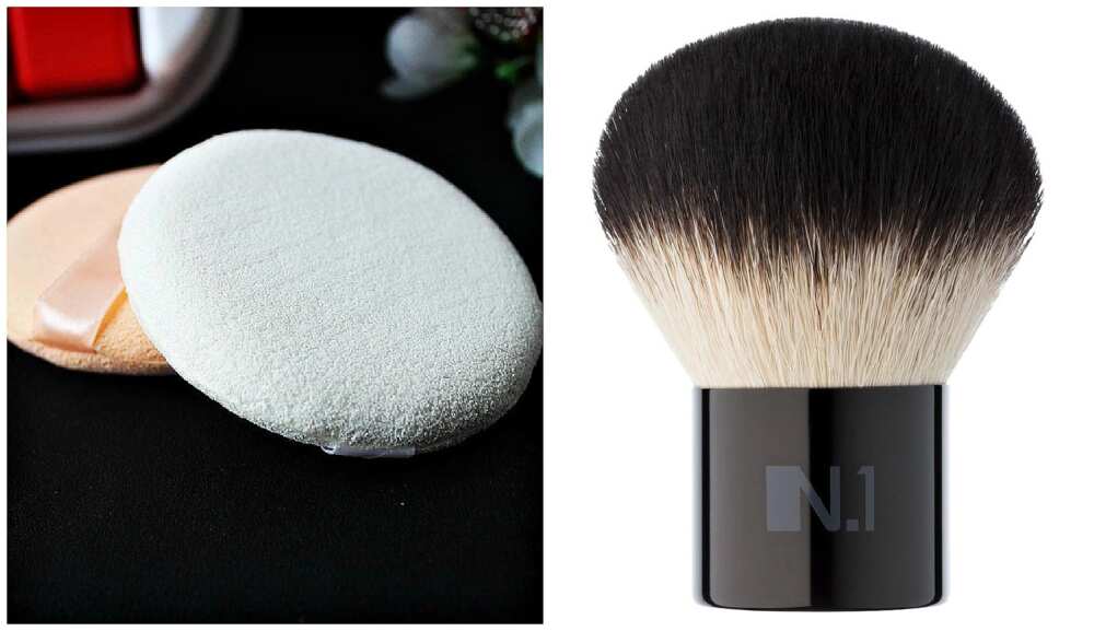 Powder puff and brush