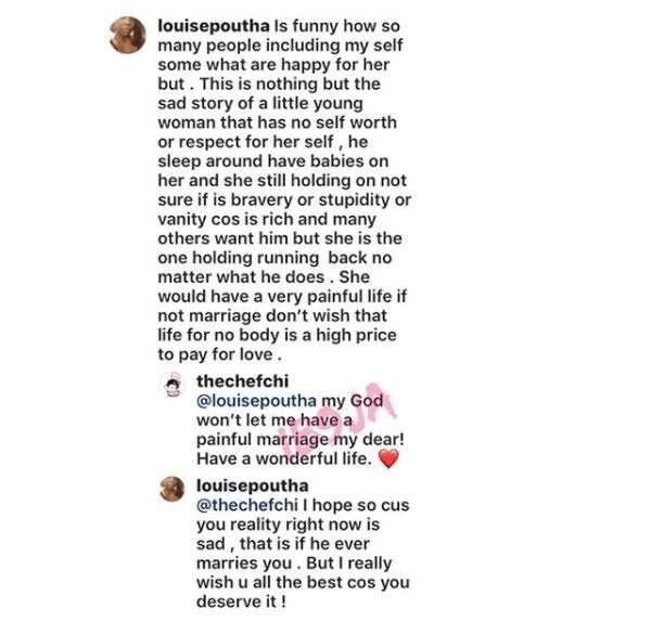 Davido’s girlfriend, Chioma prays to God after being confronted by a troll.