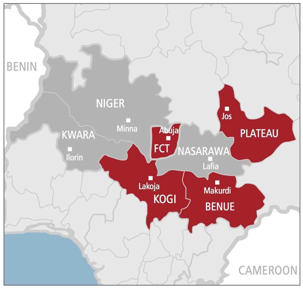 North central states in Nigeria