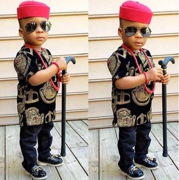 Igbo traditional attire for boy with coloful tunic