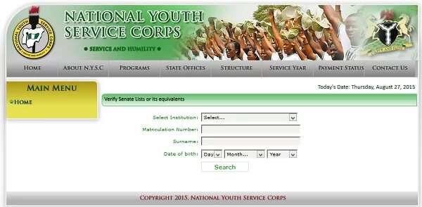 NYSC official page