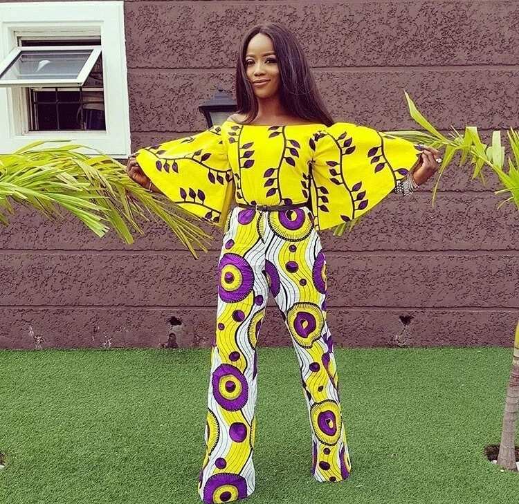 Ankara jumpsuit with flared sleeves