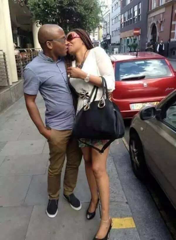 Throwback picture of IPOB leader Nnamdi Kanu kissing his wife in London (photo)
