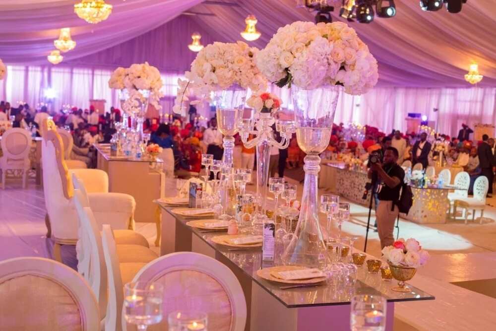 Banquet hall for purple wedding