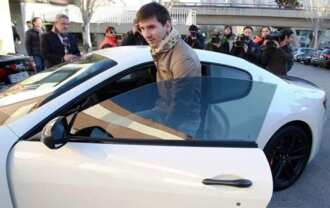 Lionel Messi in his car
