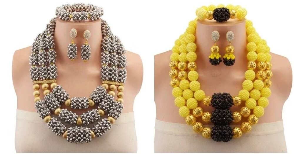 Silver and gold bead necklaces