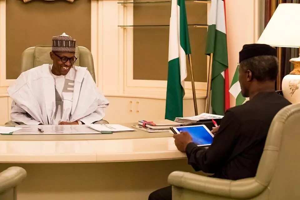 Buhari receives Osinbajo at State House