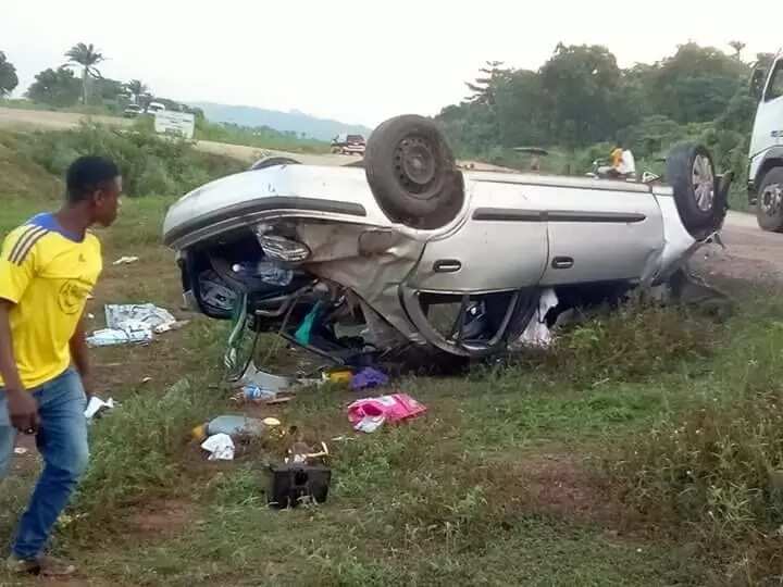 Reverend father, 4 others, survive after car somersaulted 3 times