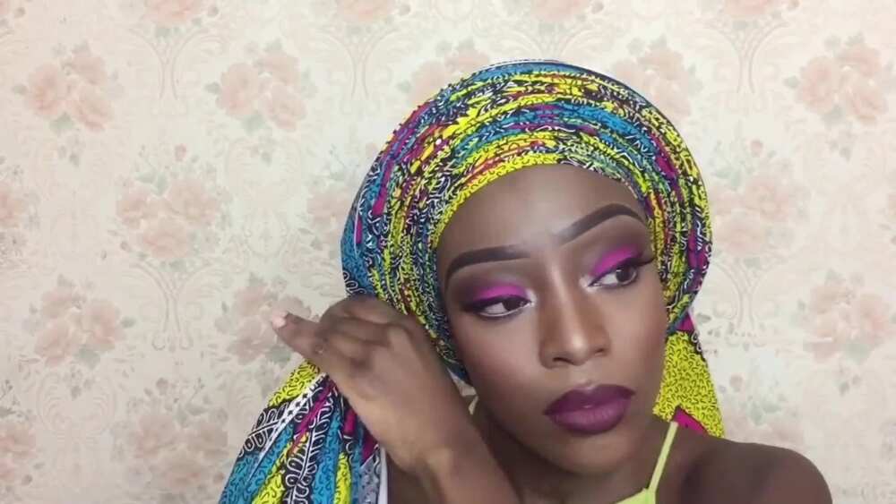 The process of tying gele The process of tying gele